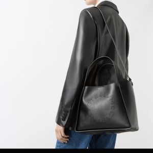 Stella McCartney Black Logo Grainy Alter Mat Crossbody Bag